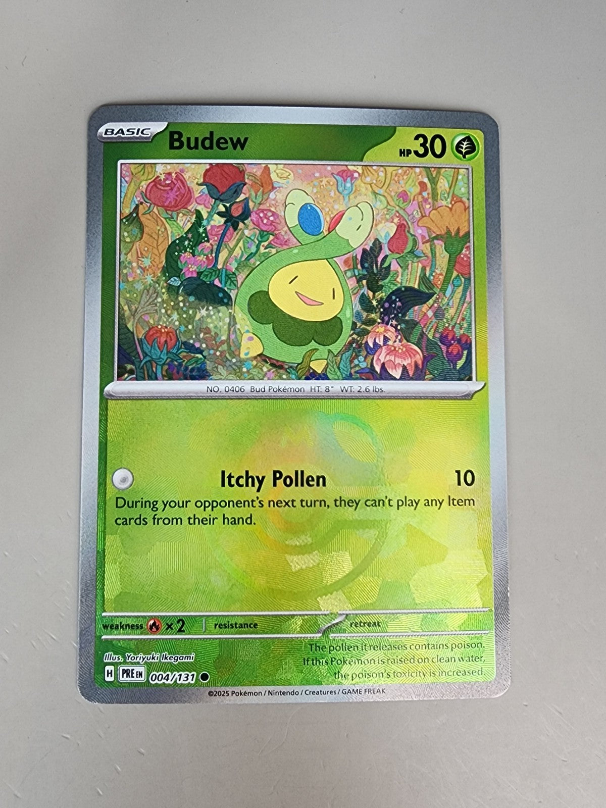 Budew (Master Ball Pattern) 004/131 Sv: Prismatic Evolutions Holo NM