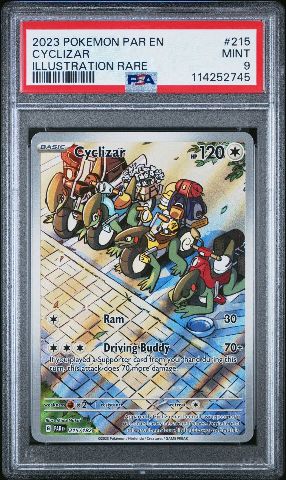 2023 POKEMON PAR EN-PARADOX RIFT ILLUSTRATION RARE #215 CYCLIZAR PSA 9