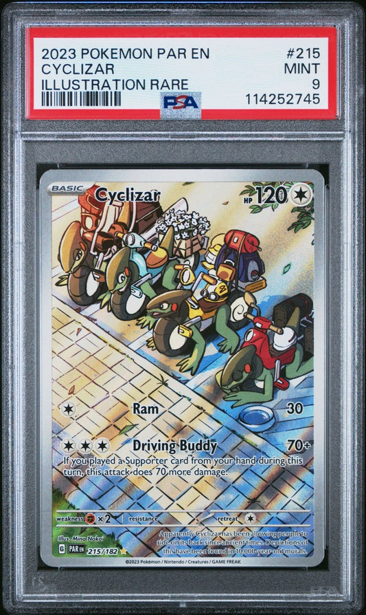 2023 POKEMON PAR EN-PARADOX RIFT ILLUSTRATION RARE #215 CYCLIZAR PSA 9