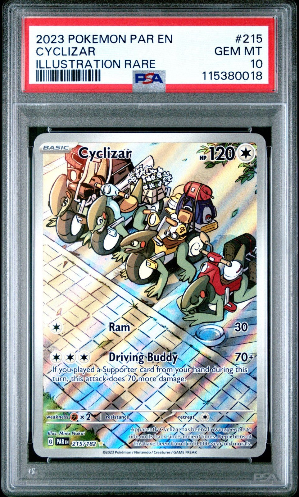 2023 POKEMON PAR EN-PARADOX RIFT 215 CYCLIZAR ILLUSTRATION RARE - PSA 10