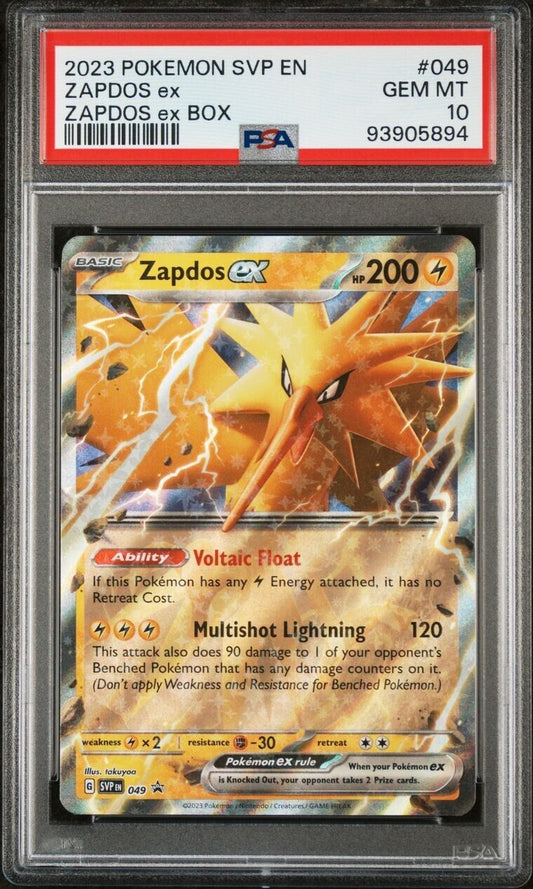 2023 Pokémon SVP EN Zapdos EX Zapdos Ex Box #049 Promo PSA 10 Mint