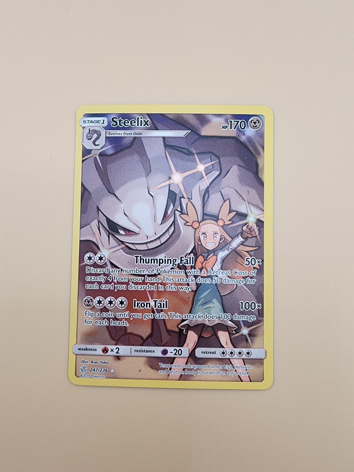 Steelix (Secret) 247/236 Sm-Cosmic Eclipse Holo Lightly Played (LP)