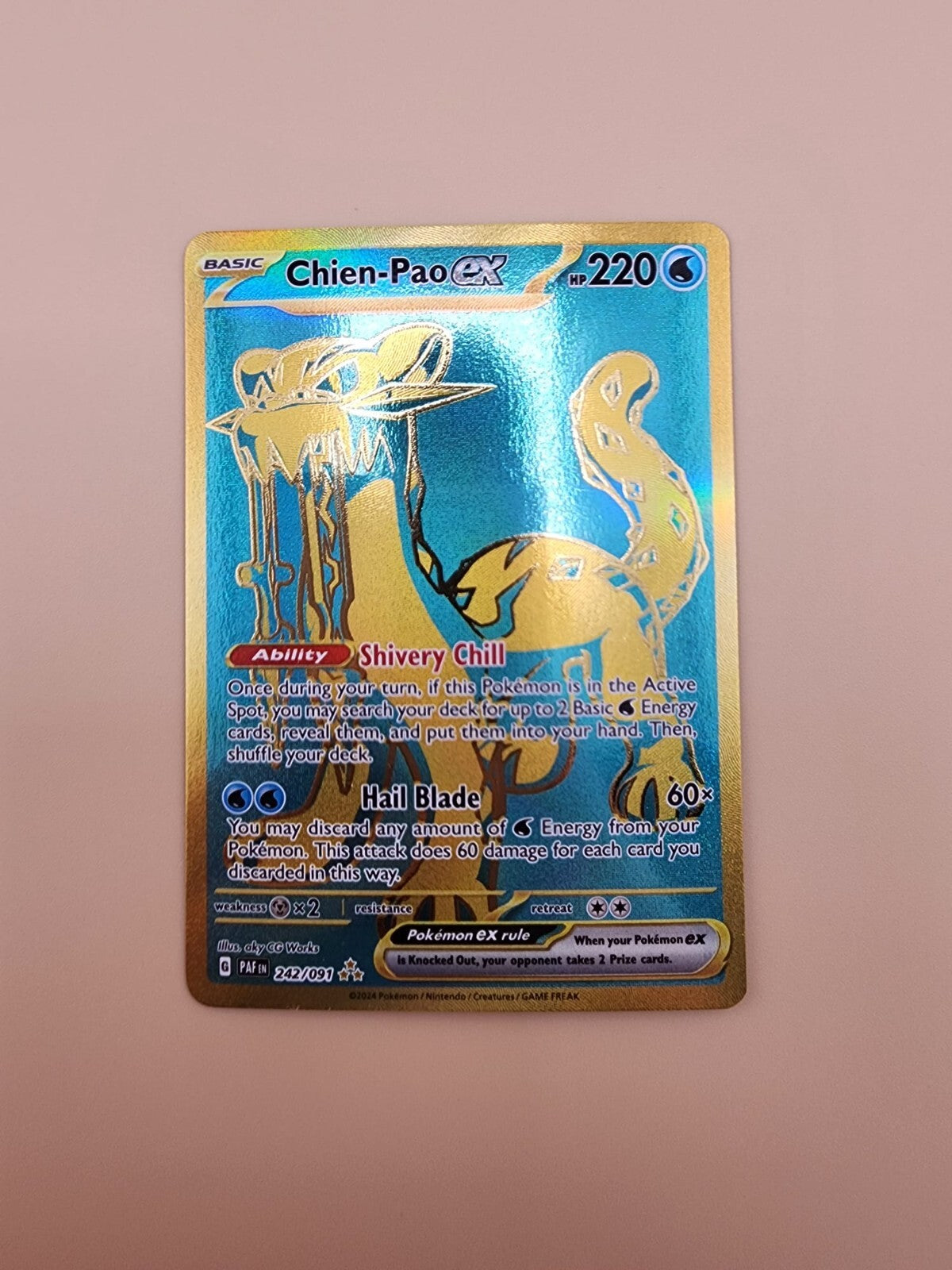 Chien-Pao ex 242/091 Sv: Paldean Fates Holo Near Mint (NM)