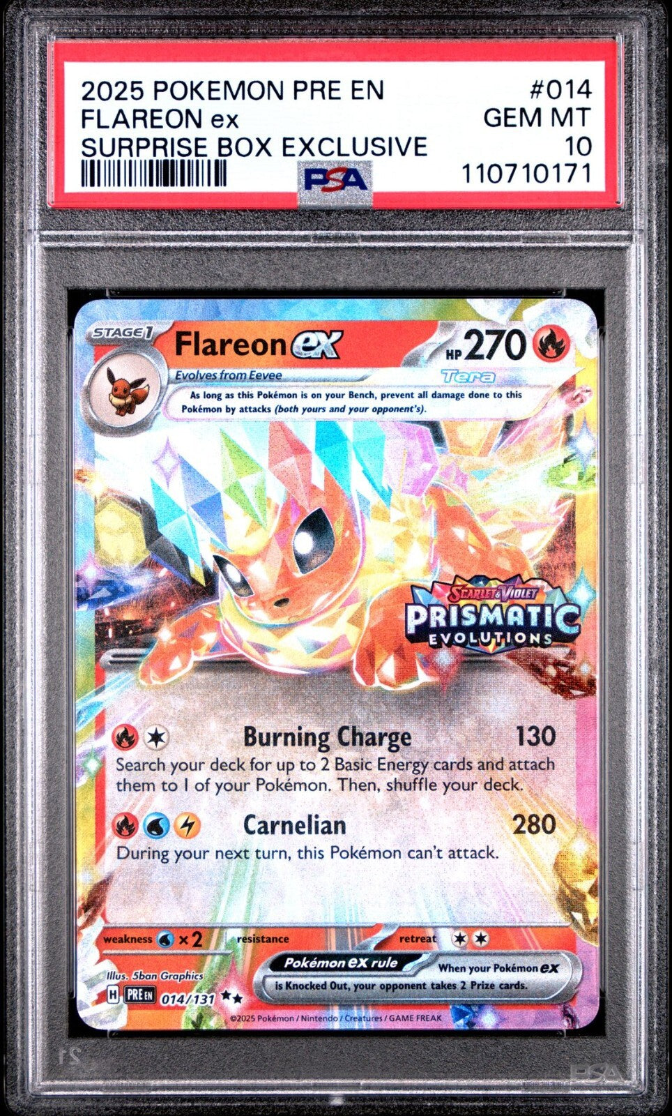 Flareon EX PSA 10 Gem Mint - Prismatic Evolutions Stamp 014/131