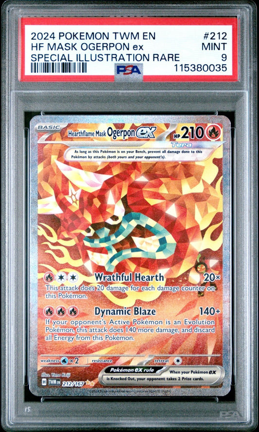 2024 Pokemon Twm En SIR  HearthFlame Mask Ogerpon Ex #212 PSA 9