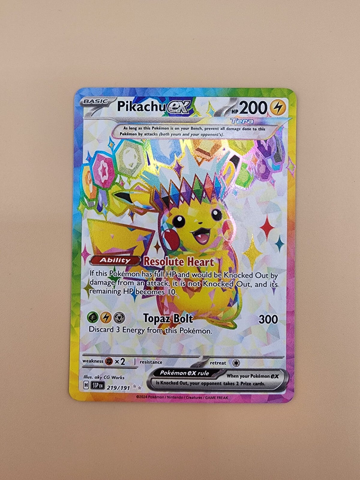 Pikachu ex 219/191 Sv08: Surging Sparks Holo Near Mint (NM)