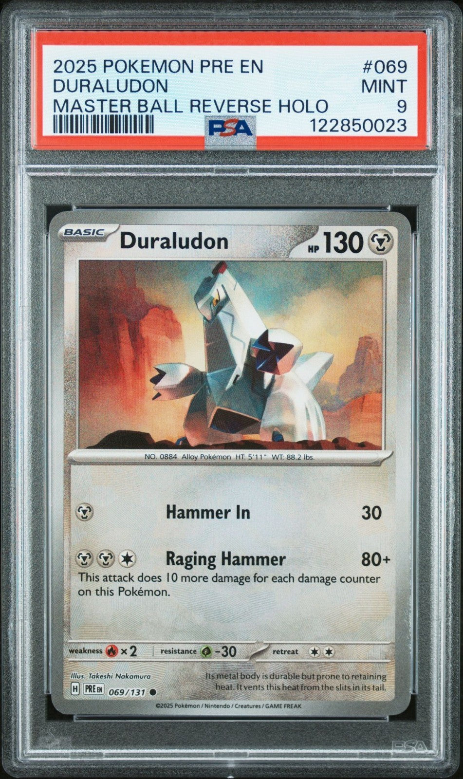 Duraludon (Master Ball Pattern) 069/131 Sv: Prismatic Evolutions Holo PSA 9