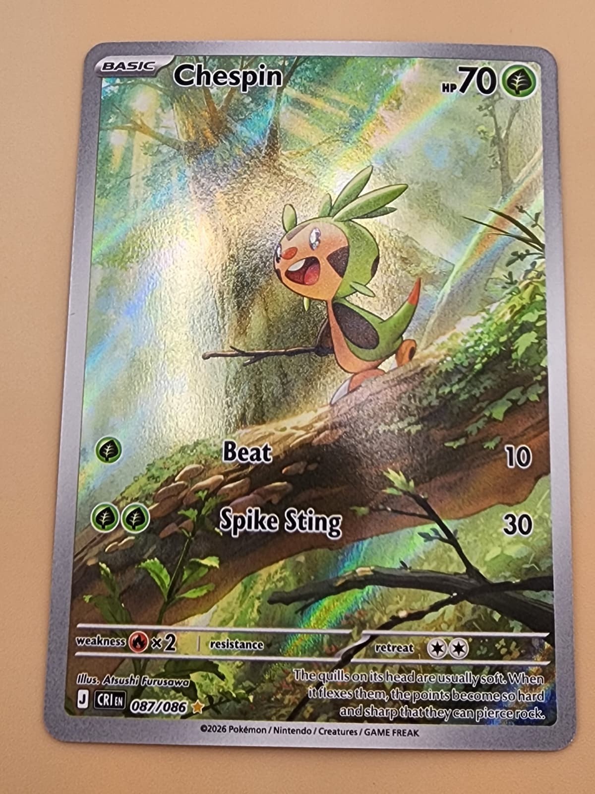 Chespin 087/086 Illustration Rare IR Pokemon Chaos Rising NM  Near Mint