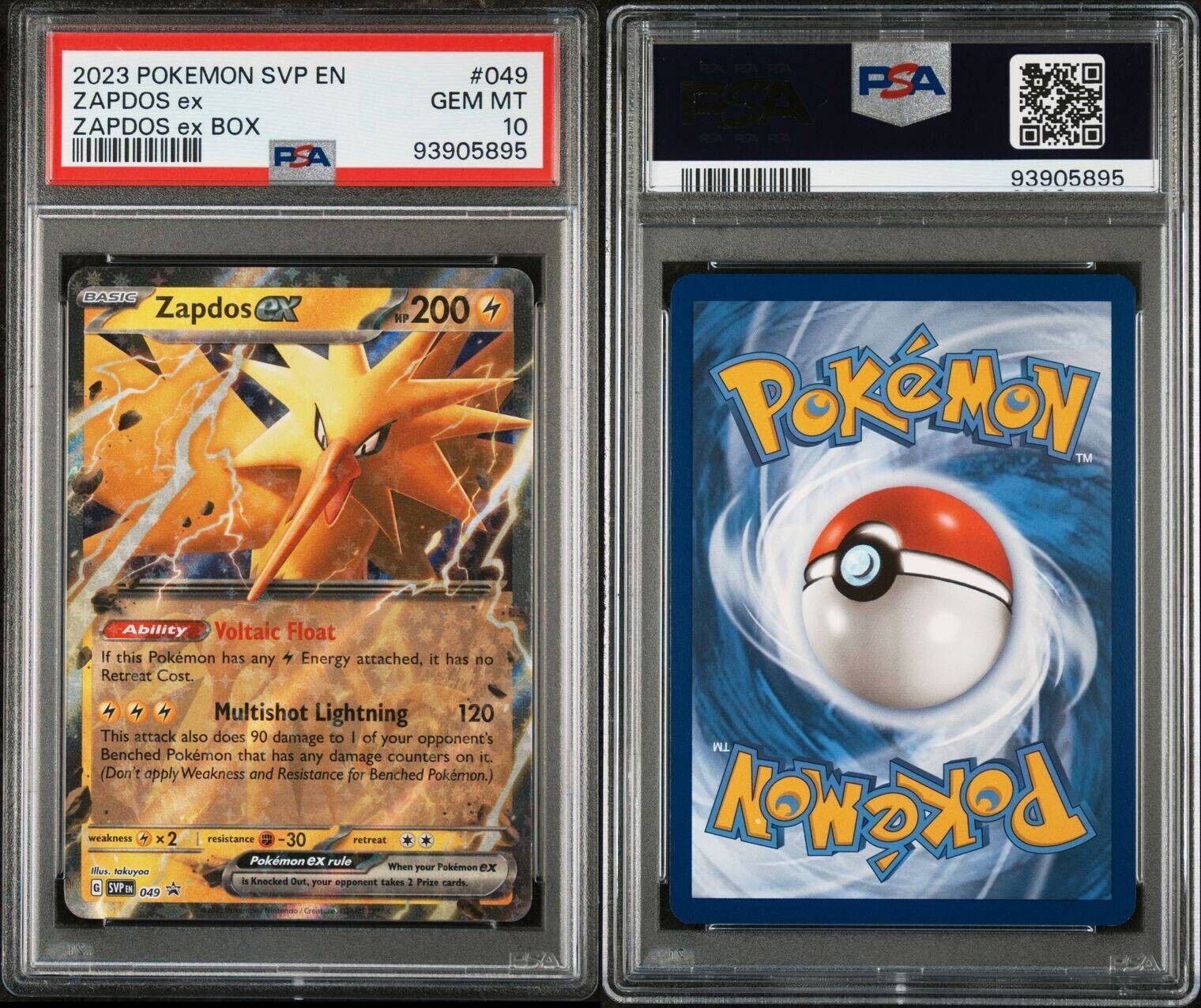 2023 Pokémon SVP EN Zapdos EX Zapdos Ex Box #049 Promo PSA 10 Mint