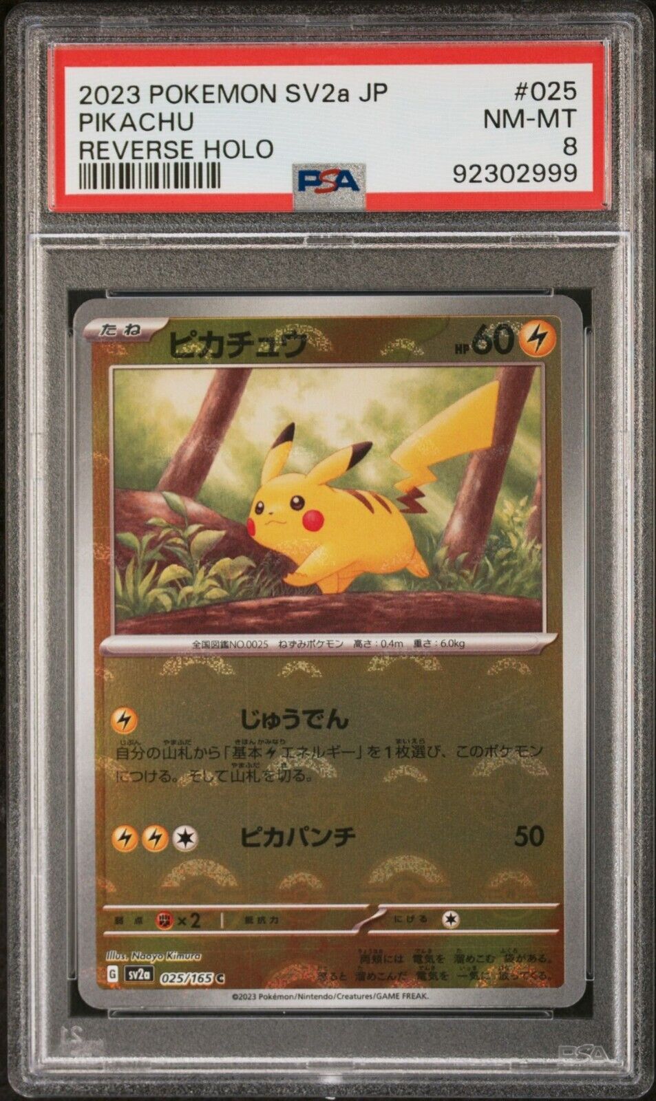 2023 Pokemon SV2a JP Pikachu Reverse Holo Psa 8