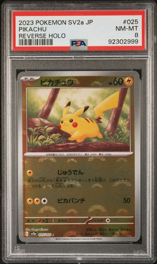 2023 Pokemon SV2a JP Pikachu Reverse Holo Psa 8