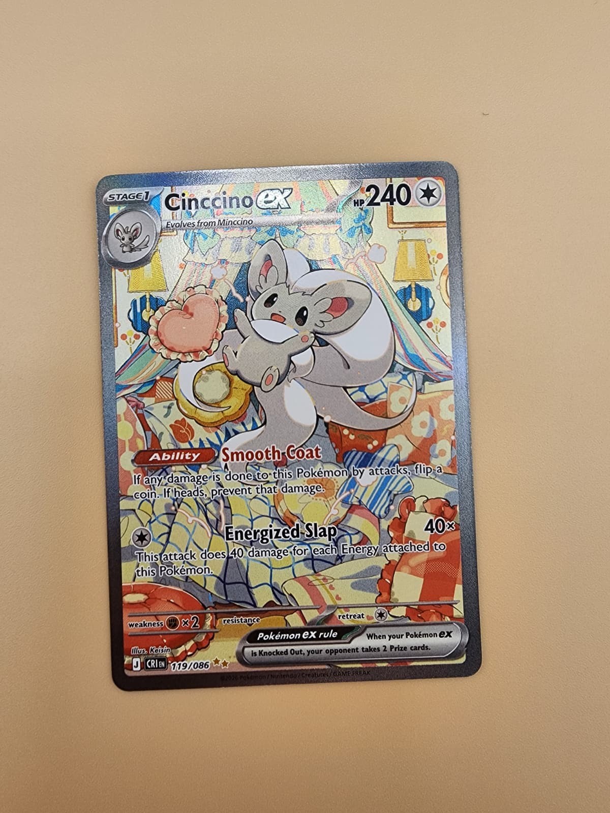 Cinccino ex 119/086 Me04: Chaos Rising Holo Near Mint (NM)