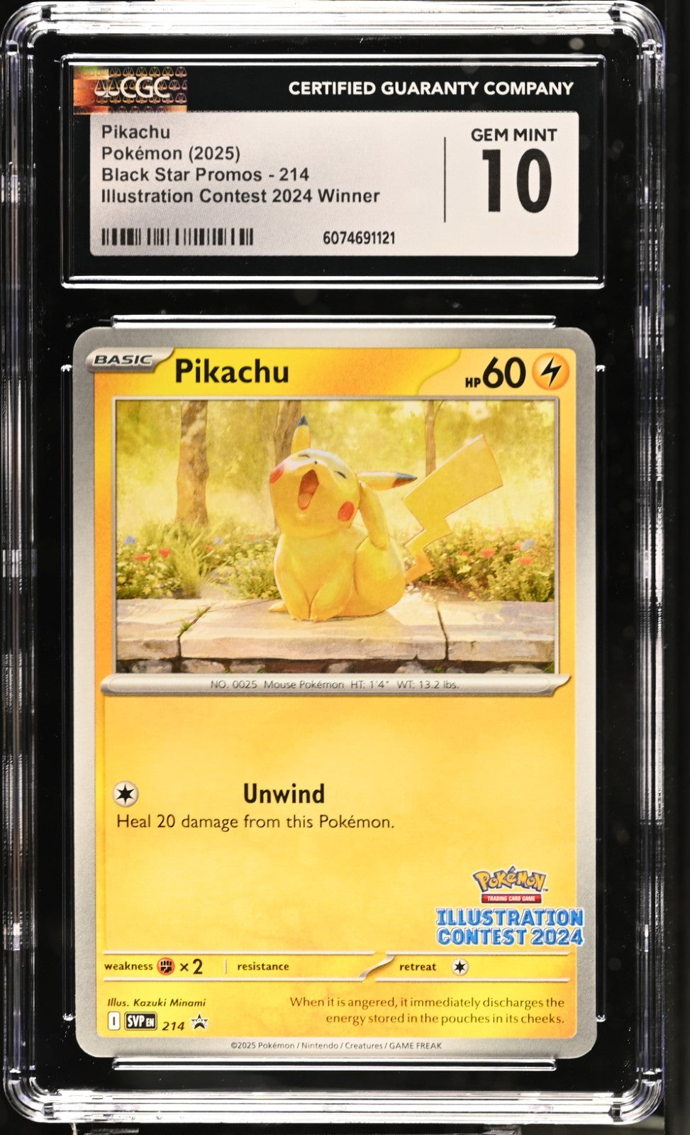 2025 Pokemon Black Star Promos Illustration Contest 2024 Winner Pikachu CGC 10