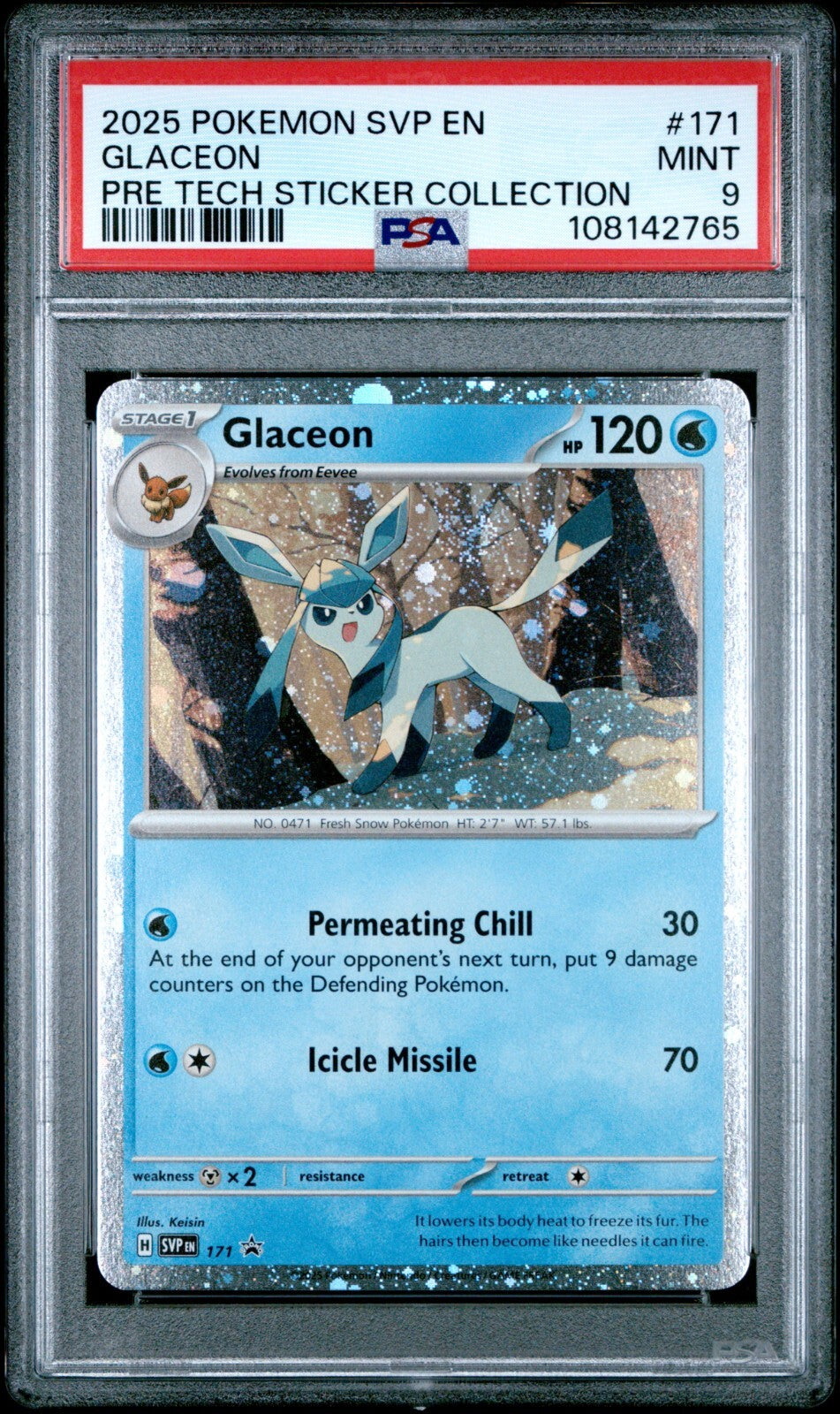 2025 POKEMON SVP EN-SV BLACK STAR PROMO #171 GLACEON PSA 9