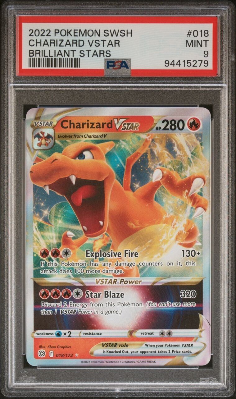 Pokémon TCG Charizard VSTAR Sword & Shield: Brilliant Stars 018/172 Holo PSA 9