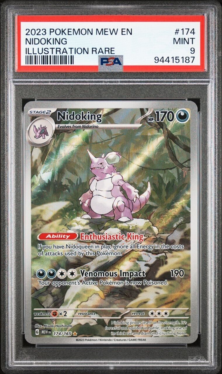 Pokémon TCG Nidoking Scarlet & Violet-151 174/165 Holo Illustration Rare PSA 9