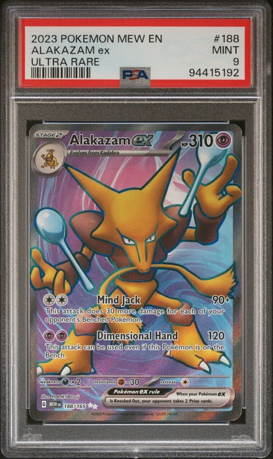 PSA 9 Pokémon TCG Alakazam ex Scarlet & Violet - 151 188/165 Holo Ultra Rare