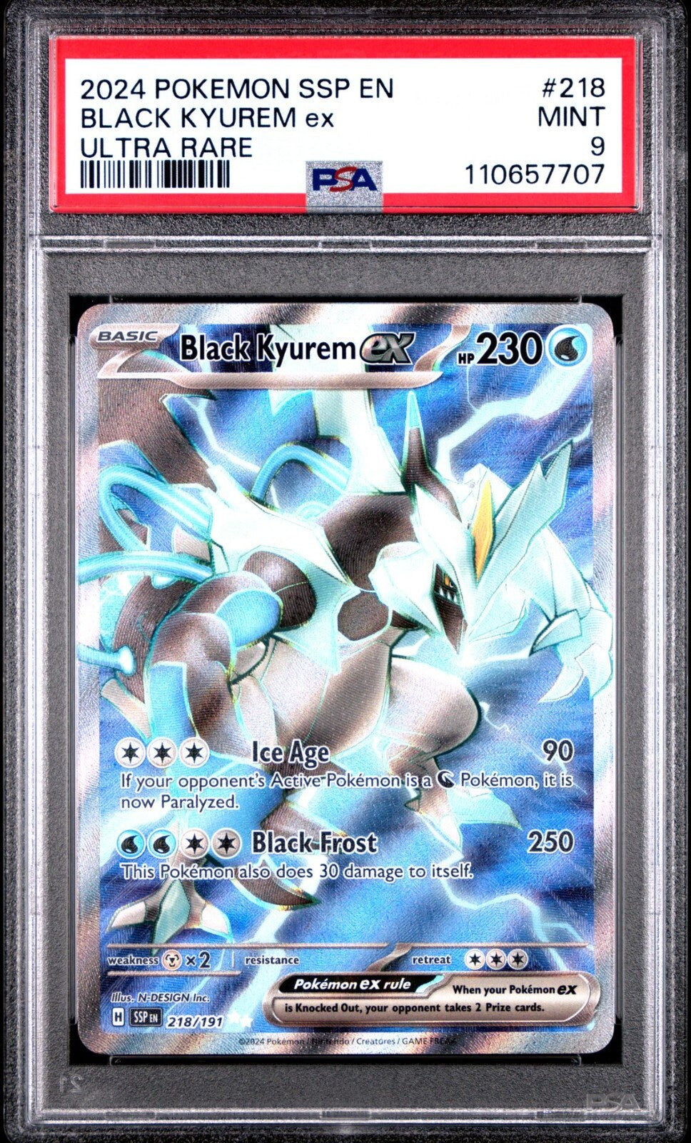 2024 POKEMON SSP EN-SURGING SPARKS 218 BLACK KYUREM EX ULTRA RARE PSA 9
