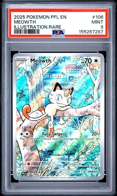 Meowth 106/094 Me02: Phantasmal Flames Holo PSA 9 MINT