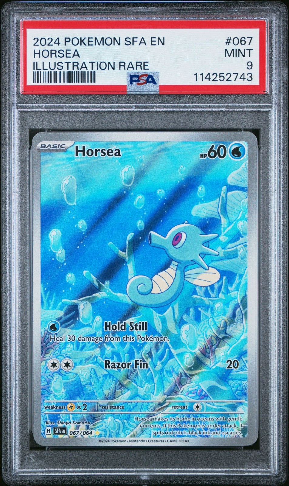 2024 POKEMON SFA EN-SHROUDED FABLE 067 HORSEA ILLUSTRATION RARE PSA 9