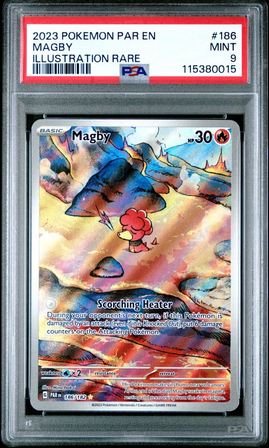 2023 Pokemon Paradox Rift Magby FA Illustration Rare #186/182 PSA 9