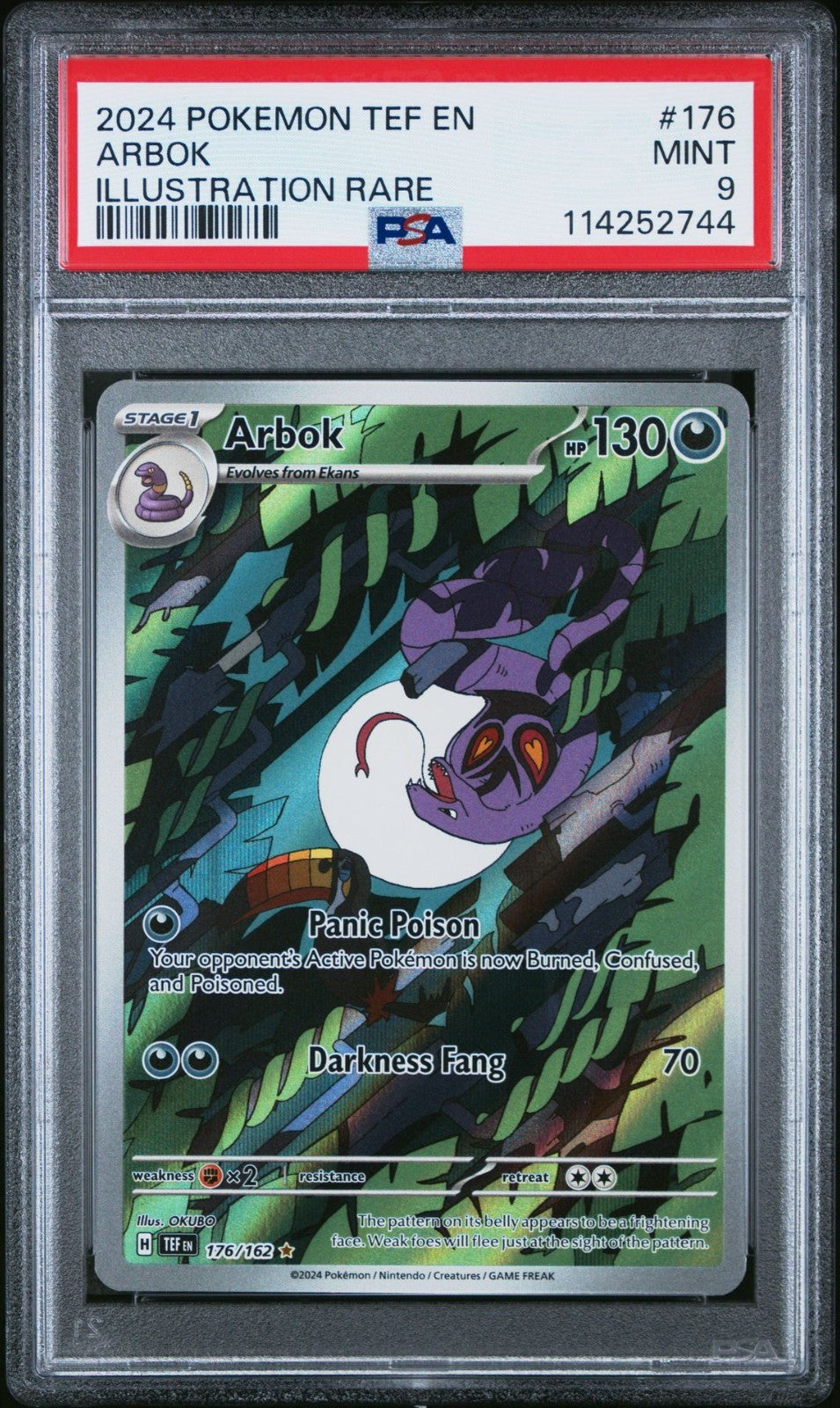 2024 POKEMON TEF EN-TEMPORAL FORCES ILLUSTRATION RARE #176 ARBOK PSA 9