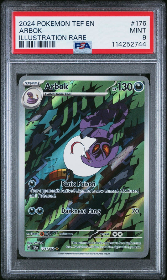 2024 POKEMON TEF EN-TEMPORAL FORCES ILLUSTRATION RARE #176 ARBOK PSA 9