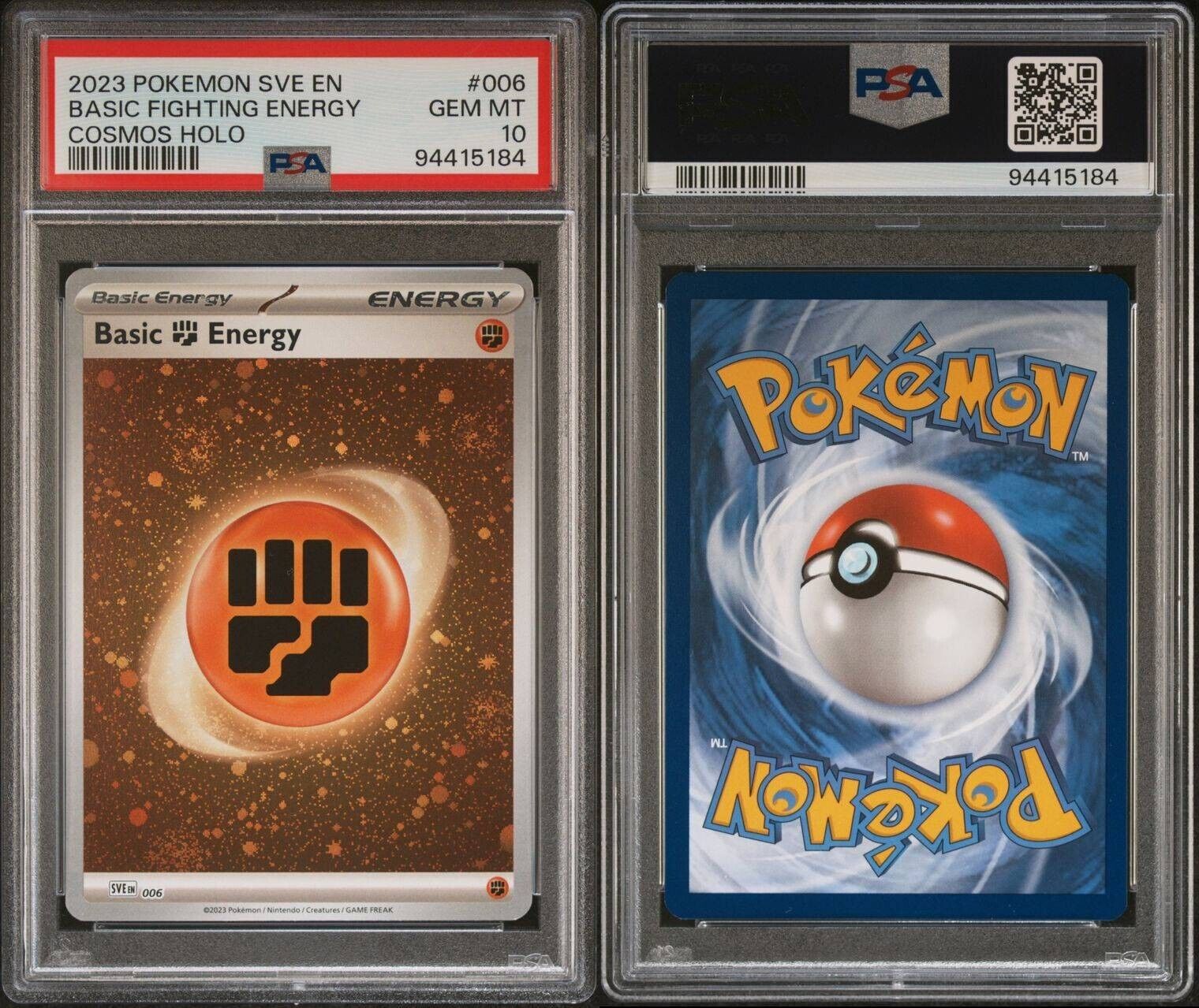 PSA 10 Pokémon TCG Basic Fighting Energy 006 Cosmos Holo Scarlet & Violet