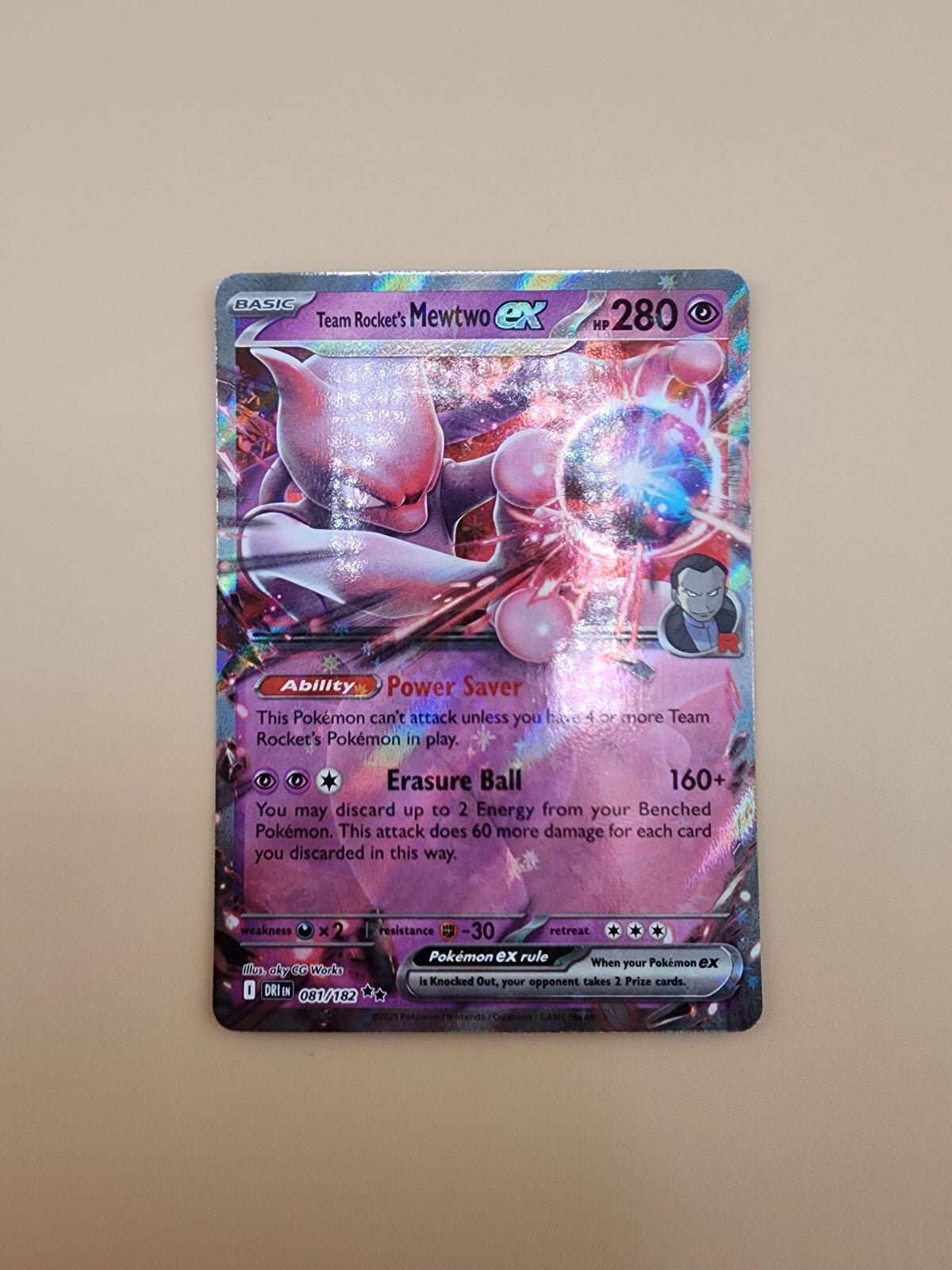 Team Rocket's Mewtwo ex 081/182 Sv10: Destined Rivals Holo Near Mint (NM)