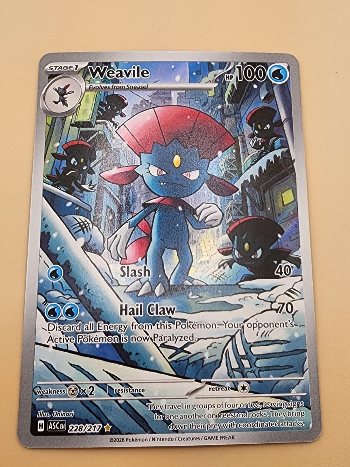 Weavile 228/217 Me: Ascended Heroes Holo Near Mint (NM)