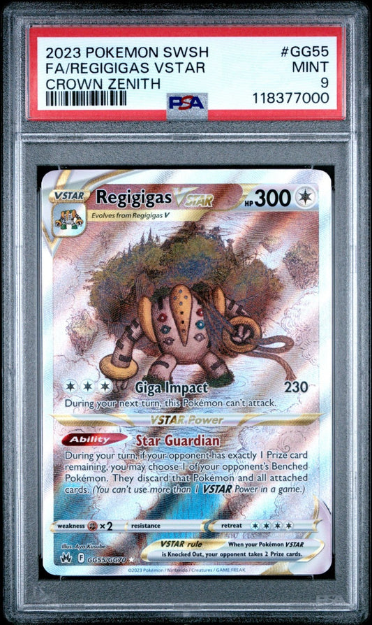 2023 POKEMON SWORD & SHIELD CROWN ZENITH #GG55 FULL ART/REGIGIGAS VSTAR PSA 9