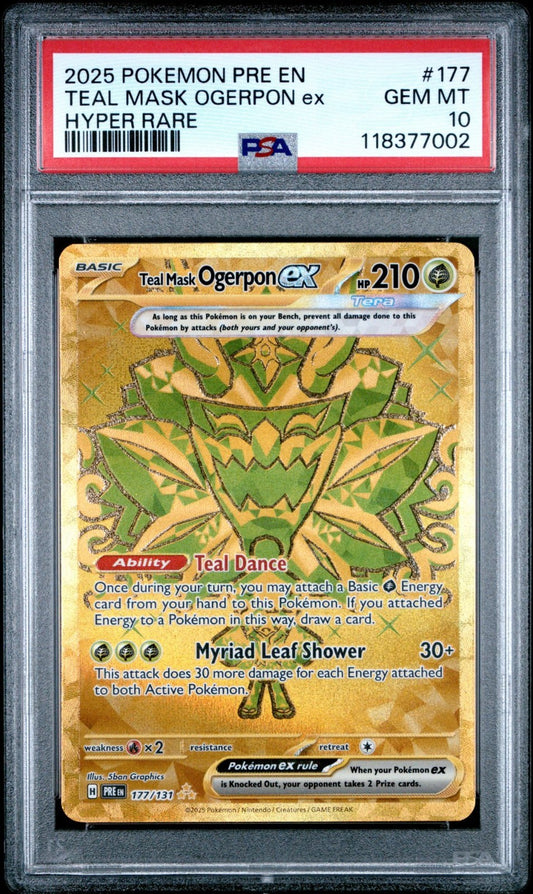 2025 Pokemon Prismatic Evolutions Teal Mask Ogerpon EX Hyper Rare #177 PSA 10