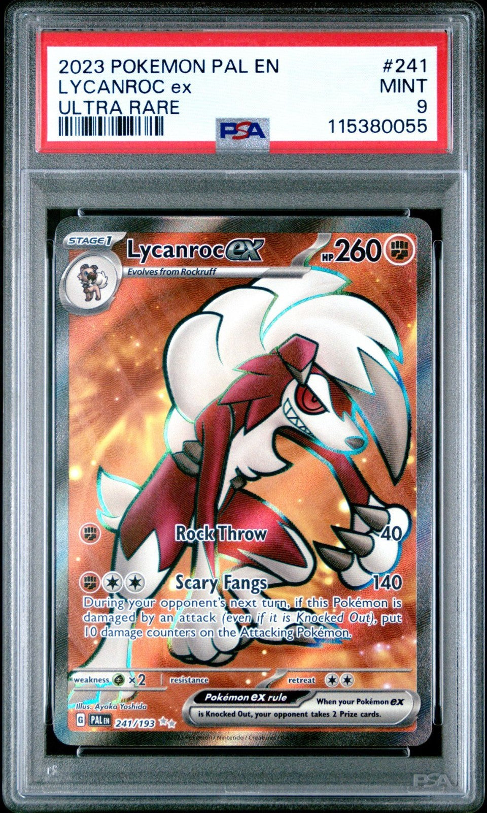 2023 POKEMON PAL EN-PALDEA EVOLVED ULTRA RARE #241 LYCANROC EX PSA 9