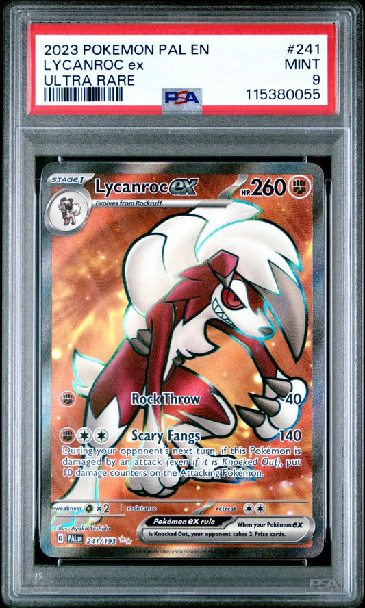2023 POKEMON PAL EN-PALDEA EVOLVED ULTRA RARE #241 LYCANROC EX PSA 9