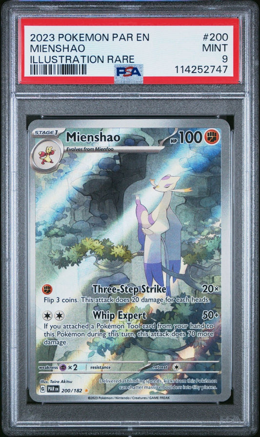 2023 POKEMON PAR EN-PARADOX RIFT 200 MIENSHAO ILLUSTRATION RARE PSA 9