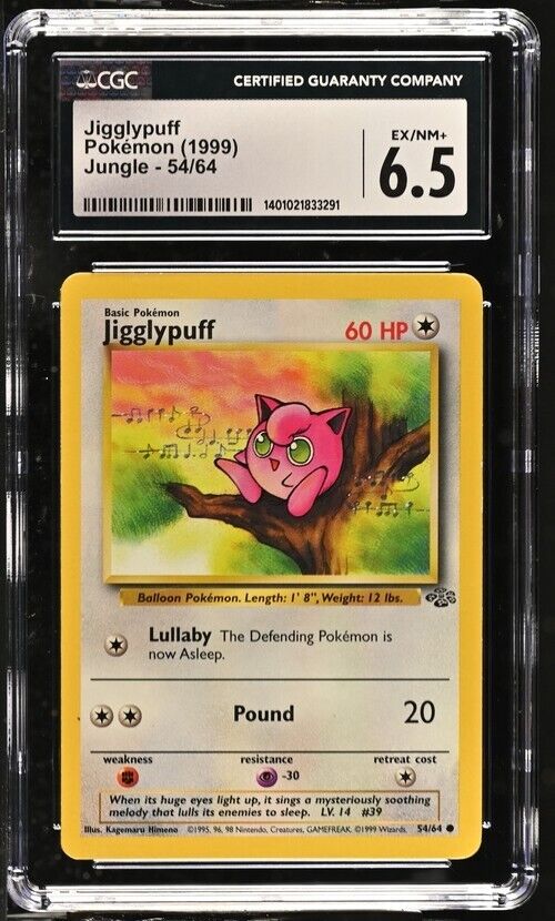 CGC 6.5 Jigglypuff 54/64 Common Pokémon 1999 Jungle - Unlimited