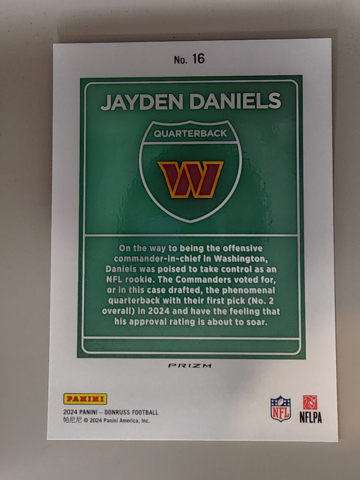 JAYDEN DANIELS 2024 Donruss Optic OVERSIZED DOWNTOWN Jumbo Rookie Card #16