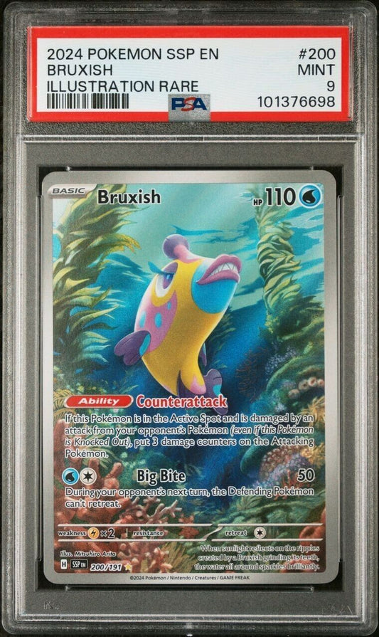 2024 POKEMON SSP EN-SURGING SPARKS ILLUSTRATION RARE #200 BRUXISH PSA 9