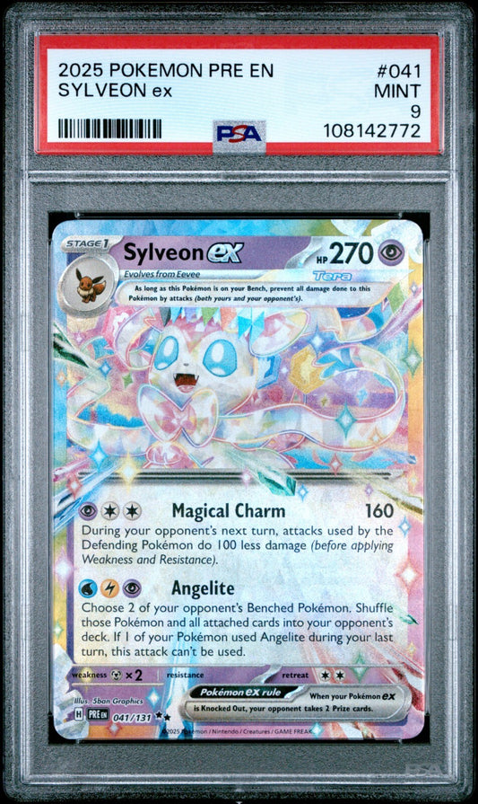 PSA 9 Pokemon Prismatic Evolutions Surprise Box Promo Sylveon EX 041/131 MINT