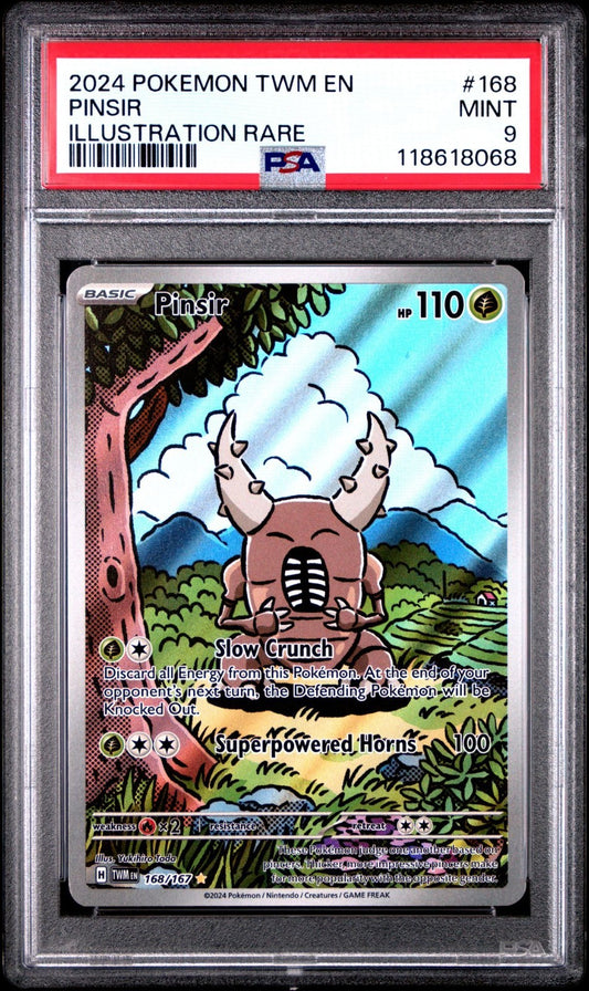 2024 POKEMON TWM EN-TWILIGHT MASQUERADE ILLUSTRATION RARE #168 PINSIR PSA 9