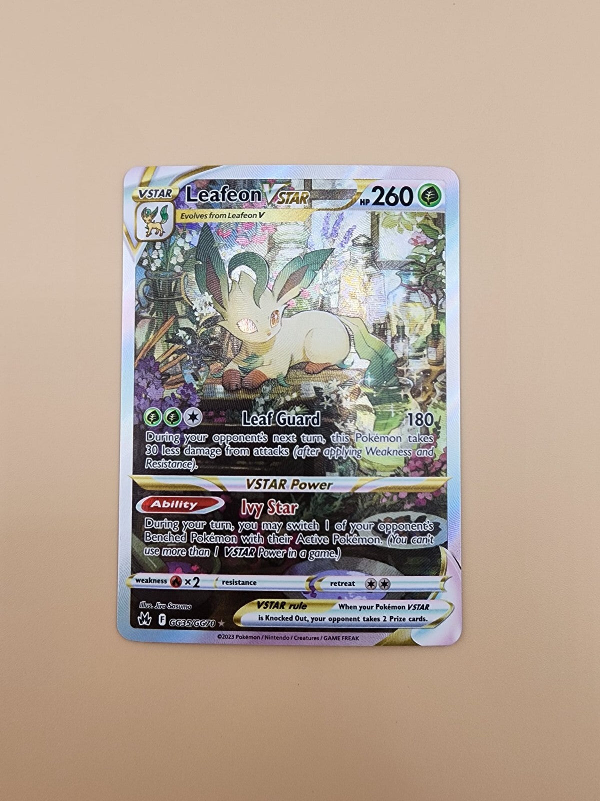 Leafeon VSTAR GG35/GG70 Crown Zenith: Galarian Gallery Holo Near Mint (NM)