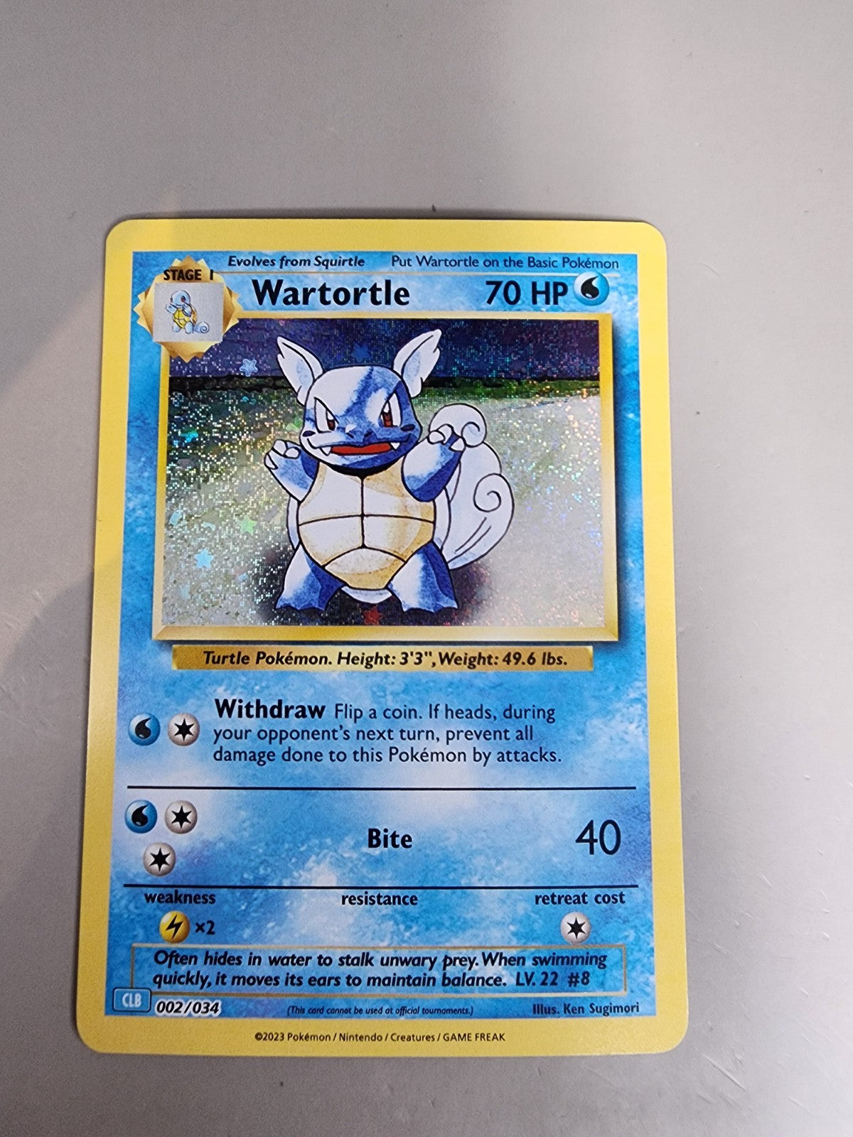 Wartortle 002/034 Trading Card Game Classic Holo NM