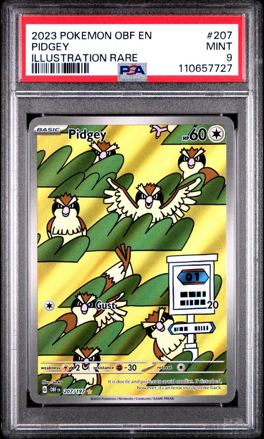 Pidgey 207/197 Sv03: Obsidian Flames Holo PSA 9