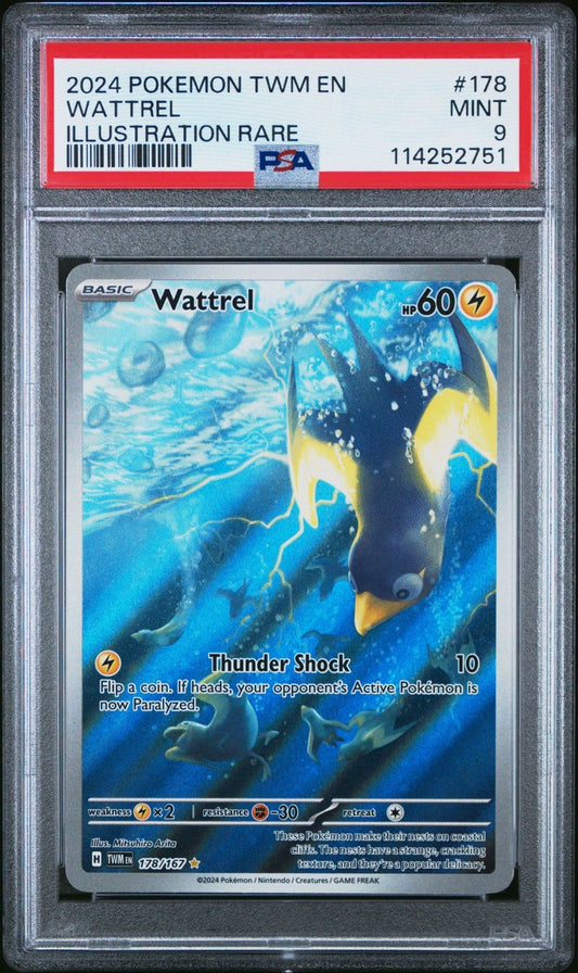 2024 POKEMON TWM EN-TWILIGHT MASQUERADE ILLUSTRATION RARE #178 WATTREL PSA 9