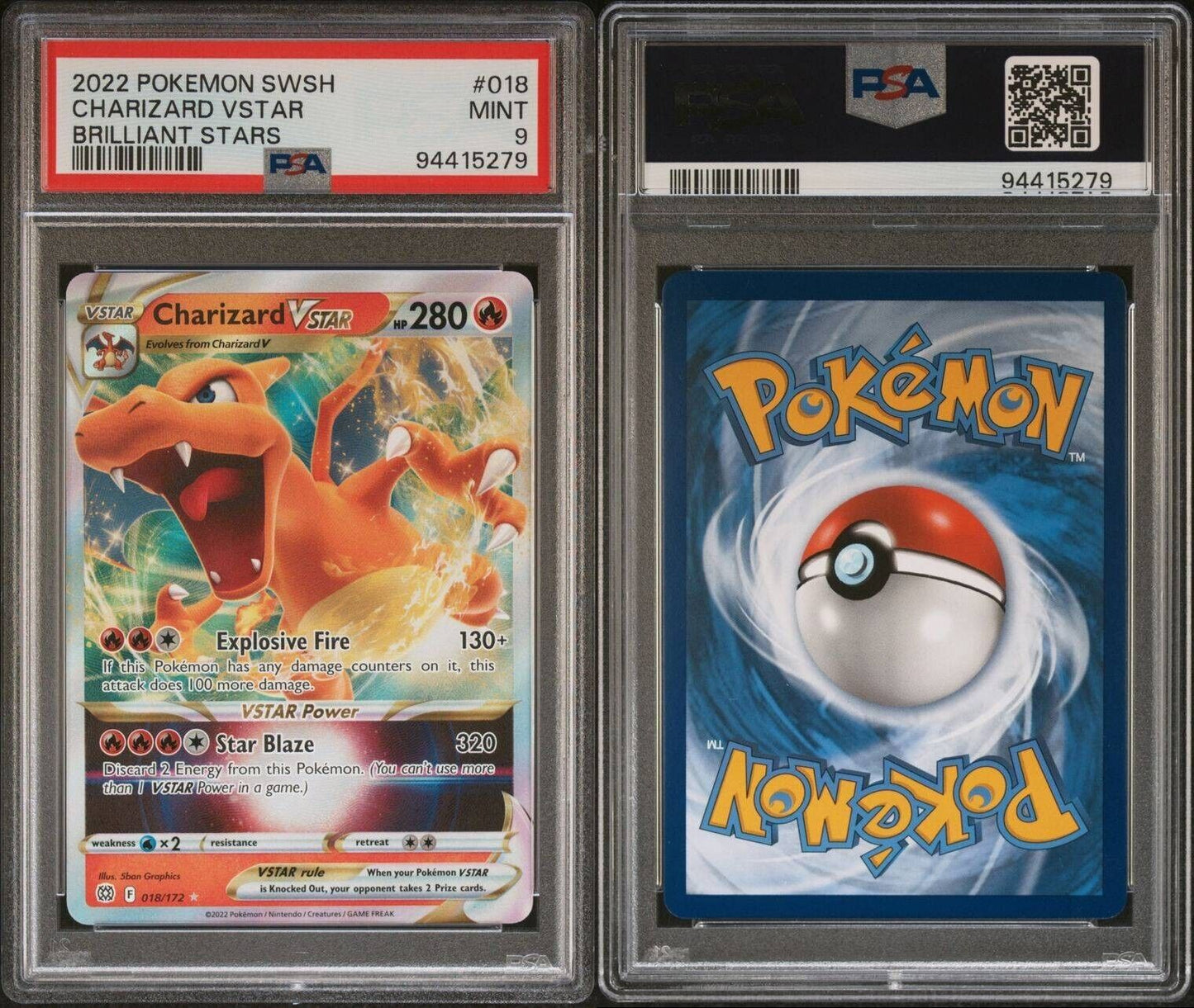 Pokémon TCG Charizard VSTAR Sword & Shield: Brilliant Stars 018/172 Holo PSA 9