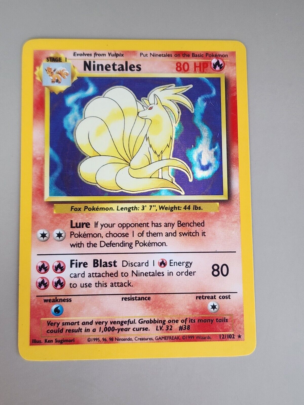 Pokémon TCG Ninetales Base Set 12/102 Holo Unlimited Holo Rare