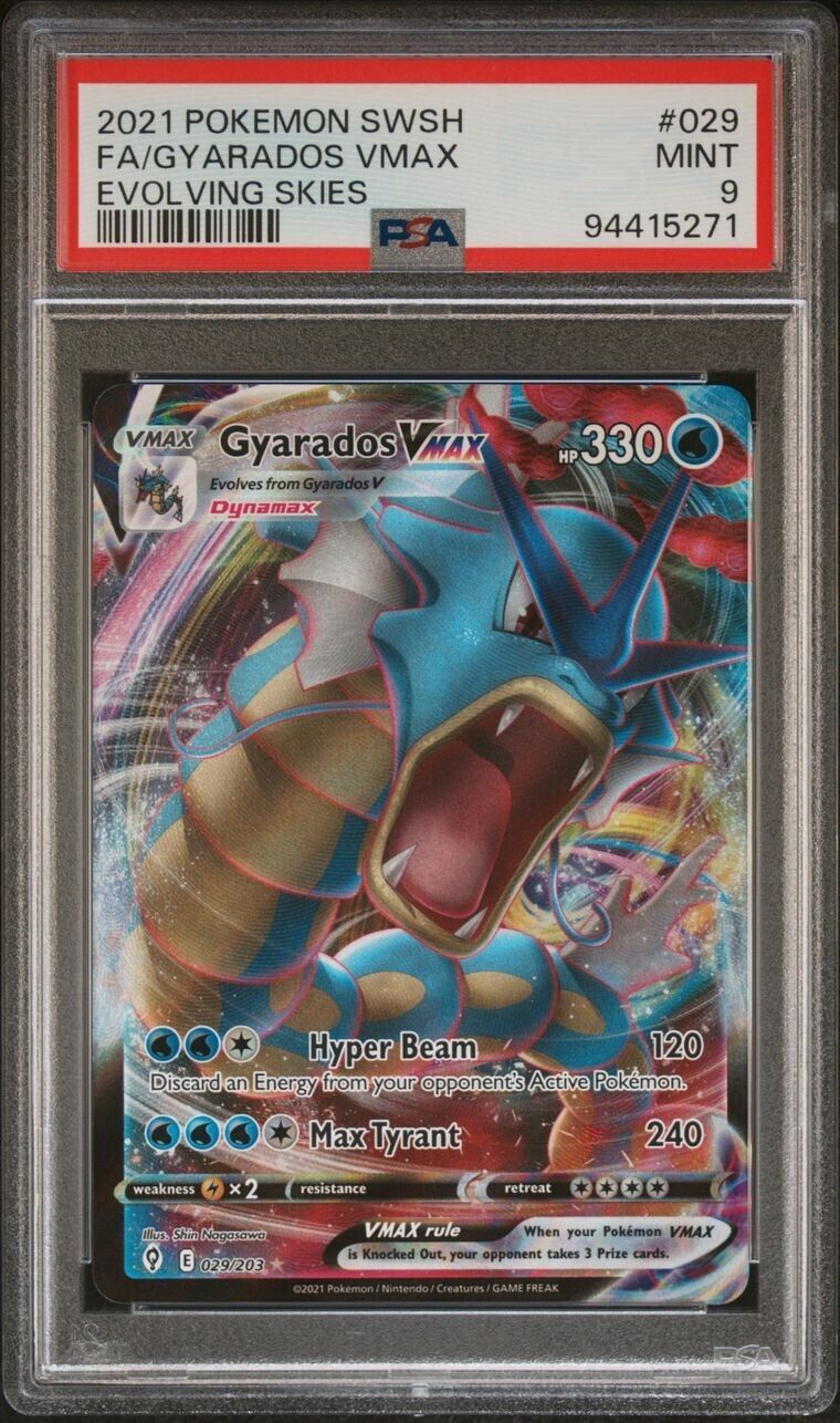 PSA 9 Gyarados Vmax 2021 Pokémon Evolving Skies 029/203 #029 Full Art Mint