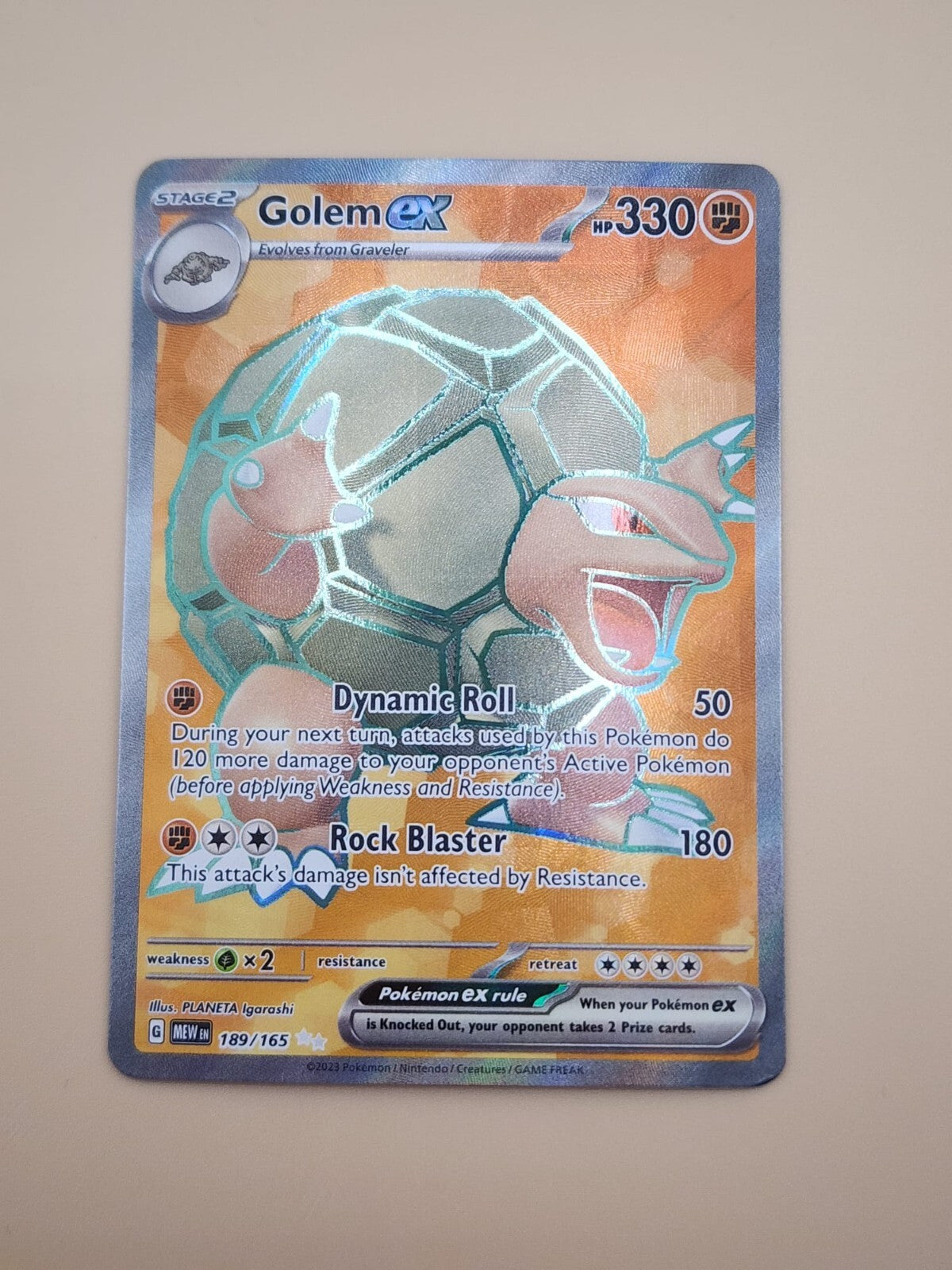 Pokemon TCG GOLEM EX 189/165 Pokemon 151 Full Art Ultra Rare NM (Near Mint)