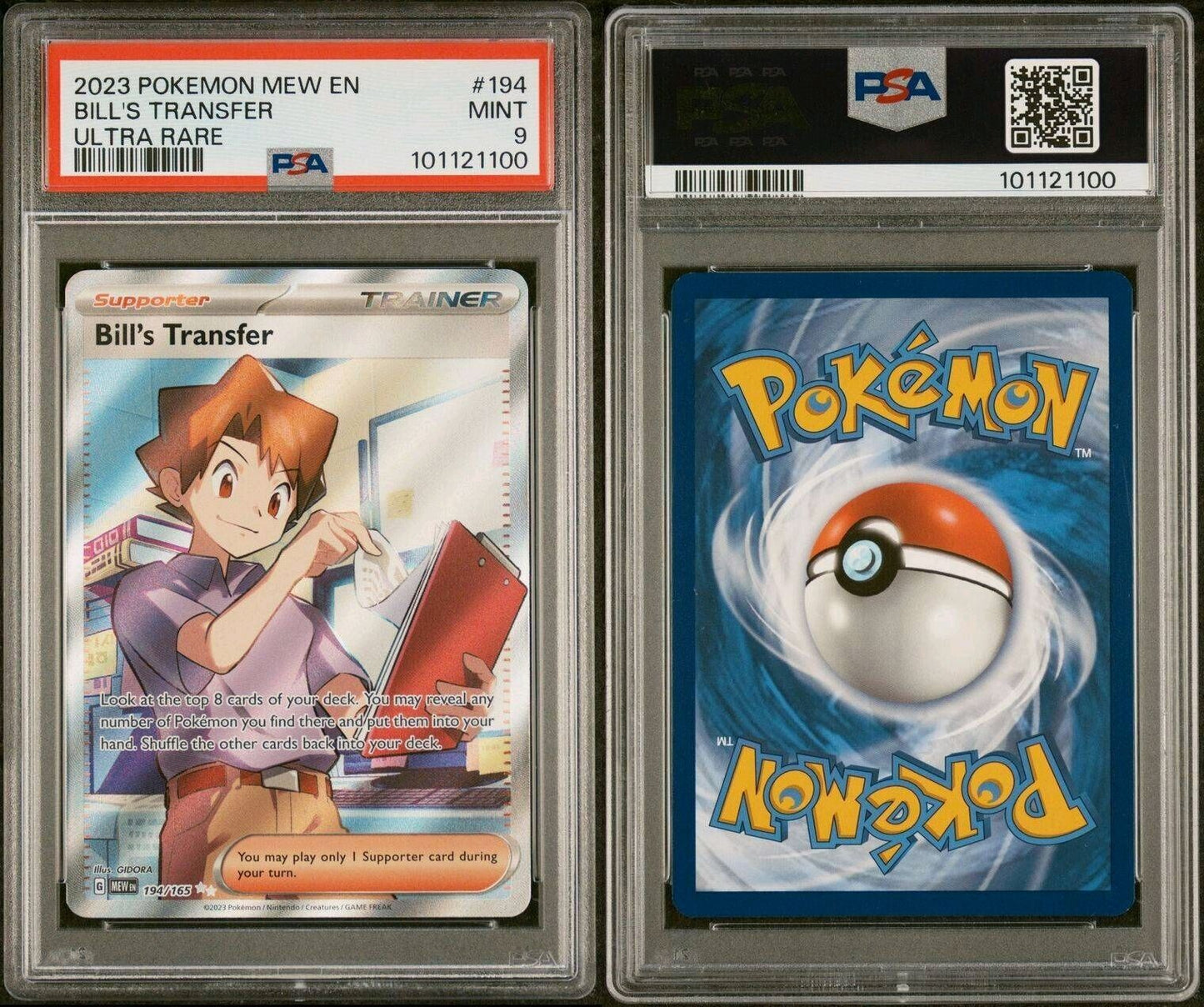 BILL'S TRANSFER ULTRA RARE 194 POKEMON MEW EN 151 2023 PSA 9 MINT