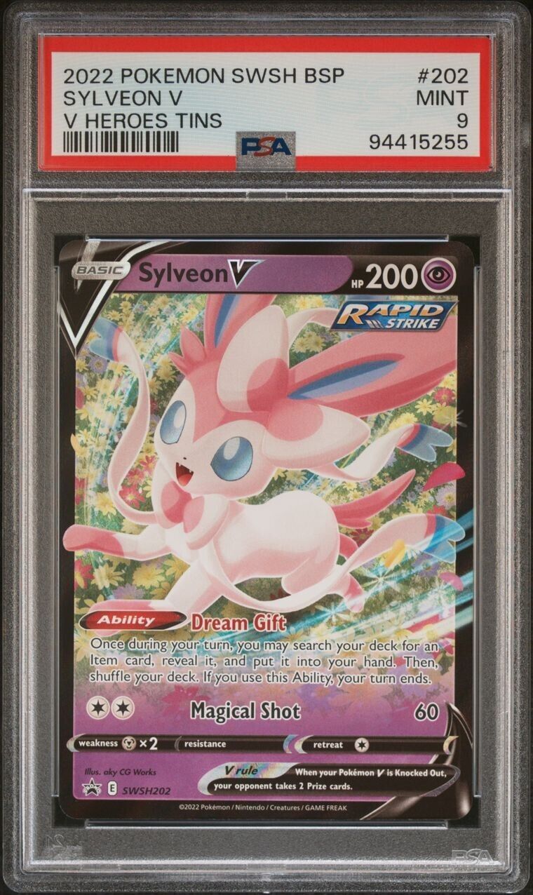 Pokémon TCG Sylveon V Sword & Shield SWSH202 Holo Promo Promo PSA 9